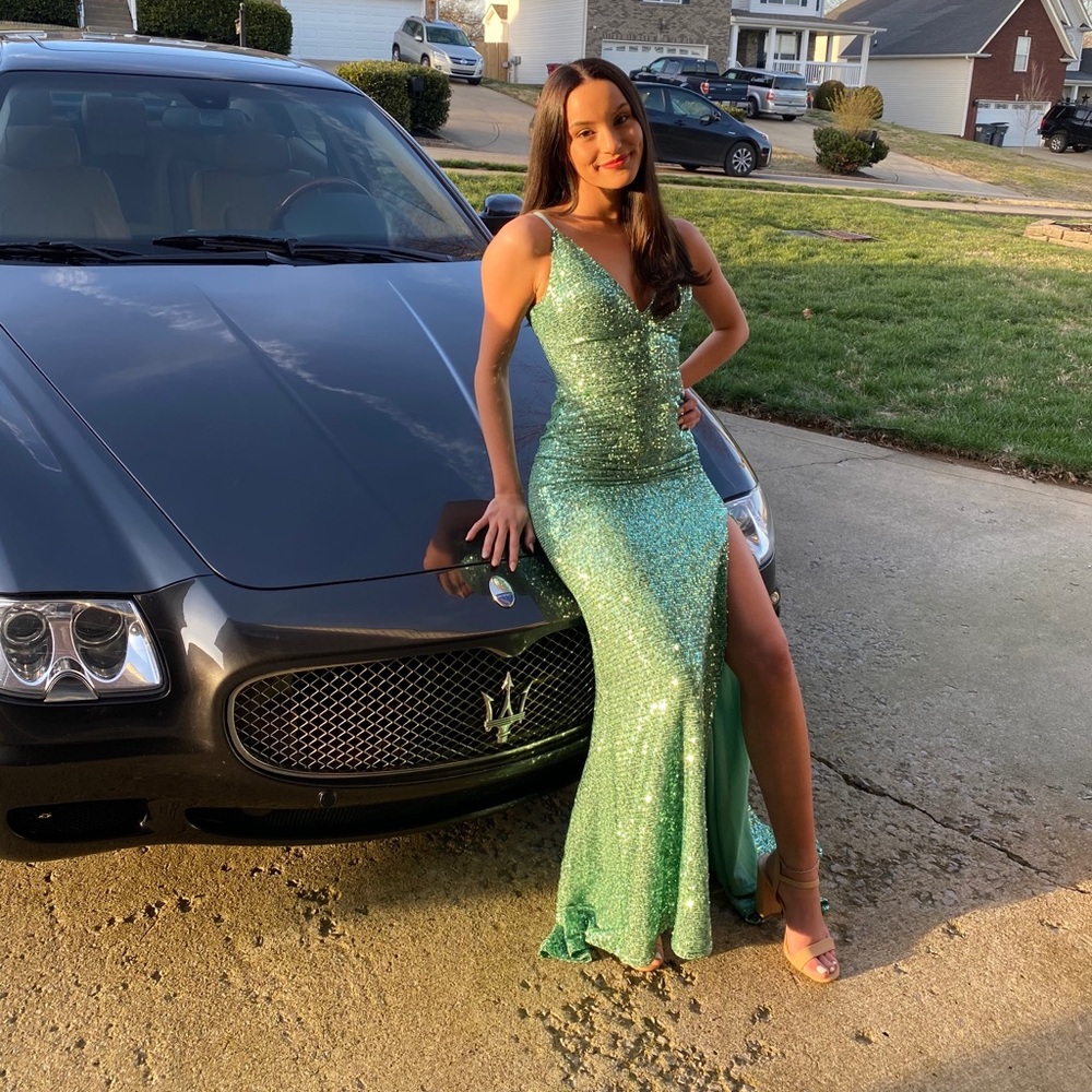 Mint Sequined Formal Dress